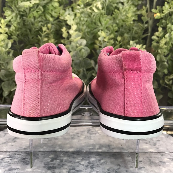 Falls Creek Kids Jasmin Mid Jr Girls 10M Pink Sparkle Canvas Sneakers✨Like NEW✨ - Picture 6 of 8